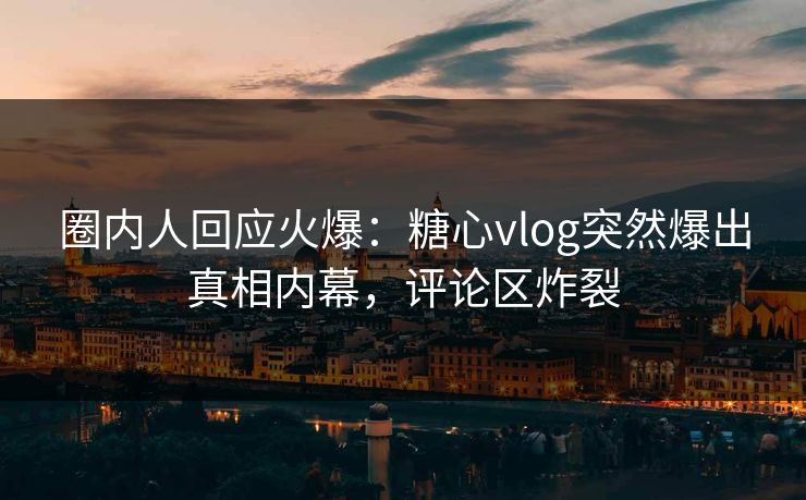 圈内人回应火爆：糖心vlog突然爆出真相内幕，评论区炸裂