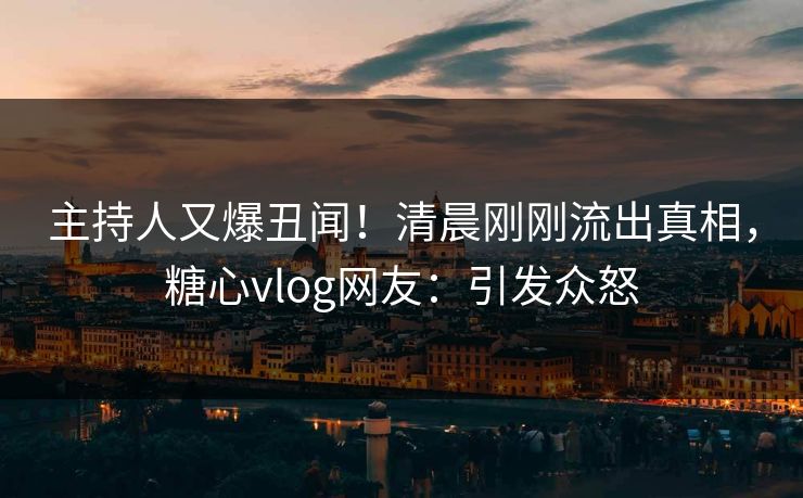 主持人又爆丑闻！清晨刚刚流出真相，糖心vlog网友：引发众怒