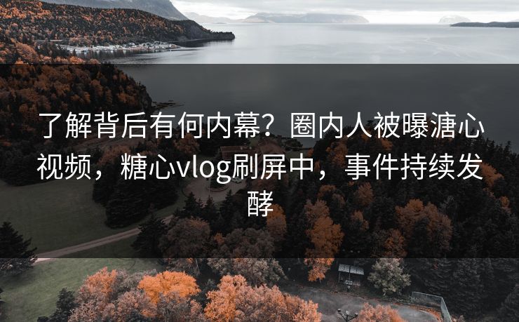 了解背后有何内幕？圈内人被曝溏心视频，糖心vlog刷屏中，事件持续发酵