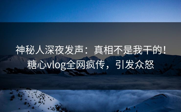 神秘人深夜发声：真相不是我干的！糖心vlog全网疯传，引发众怒