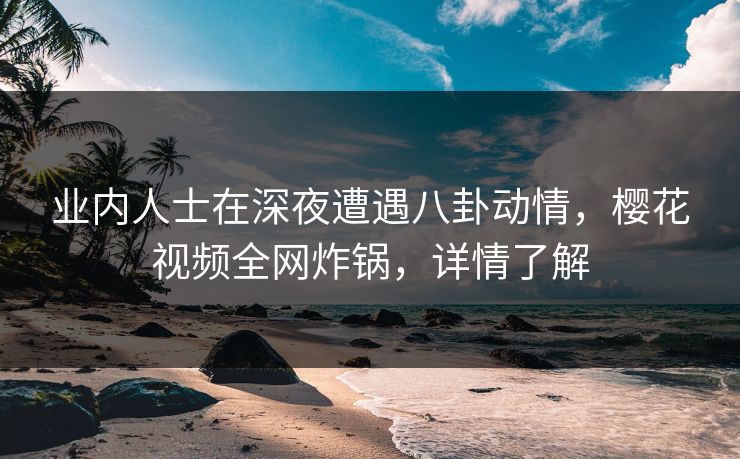 业内人士在深夜遭遇八卦动情，樱花视频全网炸锅，详情了解