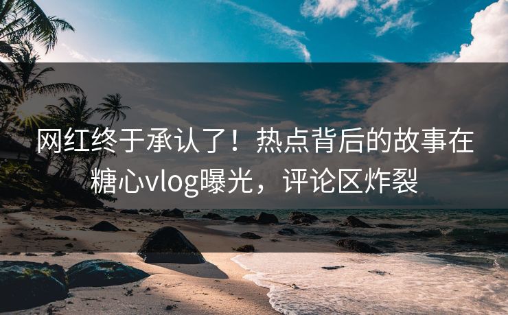 网红终于承认了！热点背后的故事在糖心vlog曝光，评论区炸裂