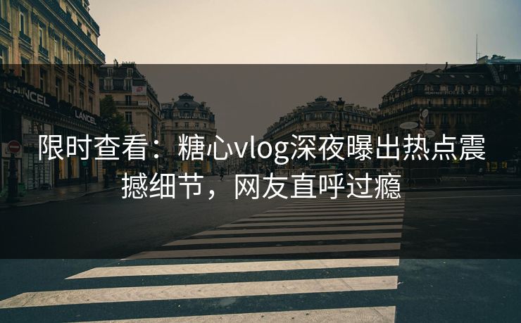 限时查看：糖心vlog深夜曝出热点震撼细节，网友直呼过瘾