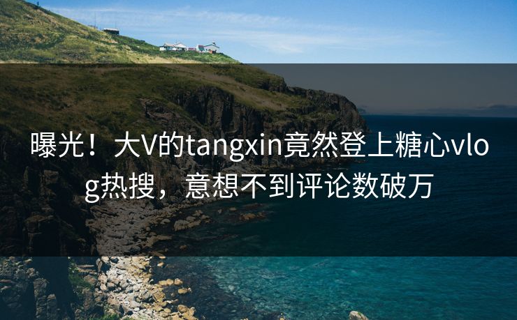 曝光！大V的tangxin竟然登上糖心vlog热搜，意想不到评论数破万