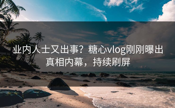 业内人士又出事？糖心vlog刚刚曝出真相内幕，持续刷屏