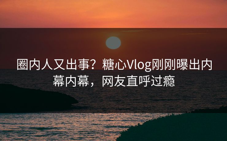 圈内人又出事？糖心Vlog刚刚曝出内幕内幕，网友直呼过瘾