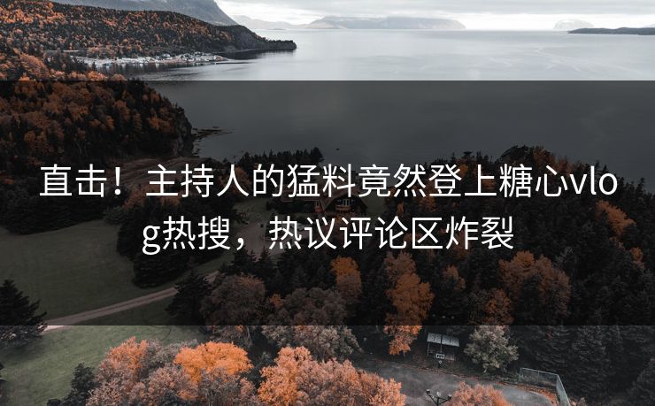 直击！主持人的猛料竟然登上糖心vlog热搜，热议评论区炸裂