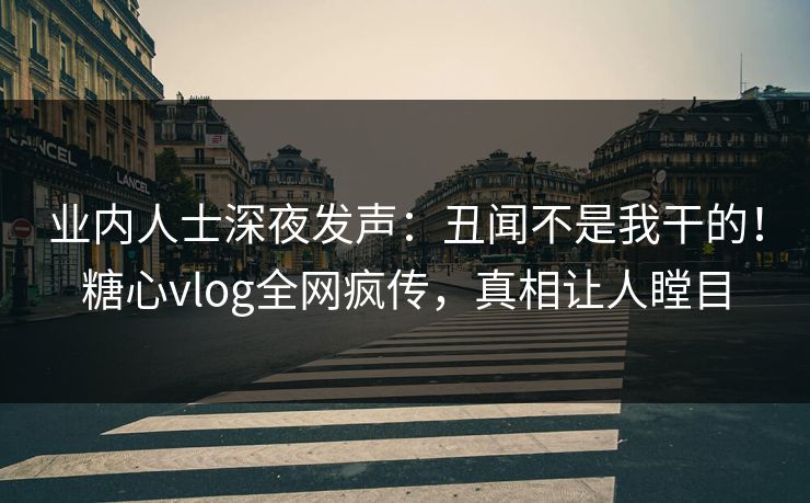 业内人士深夜发声：丑闻不是我干的！糖心vlog全网疯传，真相让人瞠目