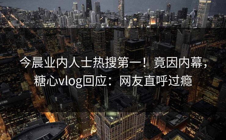 今晨业内人士热搜第一！竟因内幕，糖心vlog回应：网友直呼过瘾