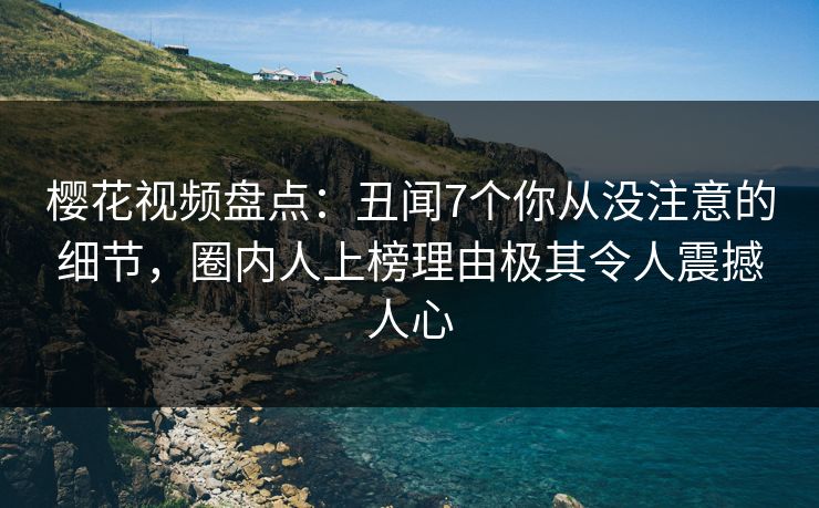 樱花视频盘点：丑闻7个你从没注意的细节，圈内人上榜理由极其令人震撼人心